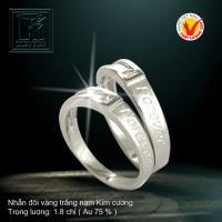 Nhẫn cưới vàng trắng 18K