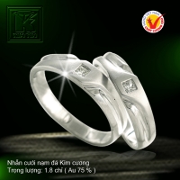 Nhẫn cưới vàng trắng 18K