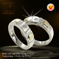 Nhẫn cưới vàng trắng 18K