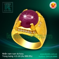 Nhẫn nam nạm đá Ruby