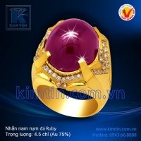 Nhẫn nam nạm đá Ruby