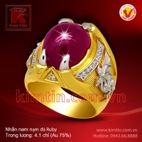 Nhẫn nam nạm đá Ruby