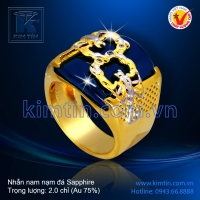 Nhẫn nam 18k nạm đá Sapphire