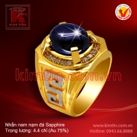 Nhẫn nam 18k nạm đá Sapphire