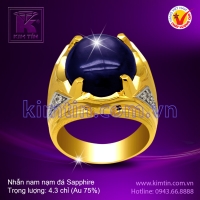 Nhẫn nam 18k nạm đá Sapphire