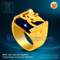 Nhẫn nam 24k nạm đá Sapphire