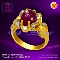 Nhẫn nữ vàng 18k nạm đá Ruby