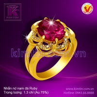 Nhẫn nữ vàng 18k nạm đá Ruby