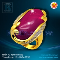 Nhẫn nữ vàng 18k nạm đá Ruby