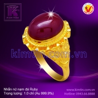 Nhẫn nữ vàng 24k nạm đá Ruby