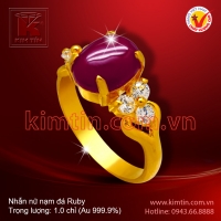 Nhẫn nữ vàng 24k nạm đá Ruby