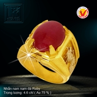 Nhẫn nam nạm đá Ruby