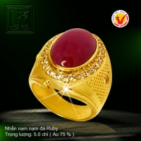 Nhẫn nam nạm đá Ruby