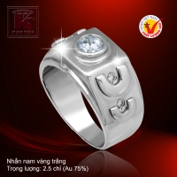 Nhẫn nam vàng trắng 18K