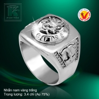 Nhẫn nam vàng trắng 18K