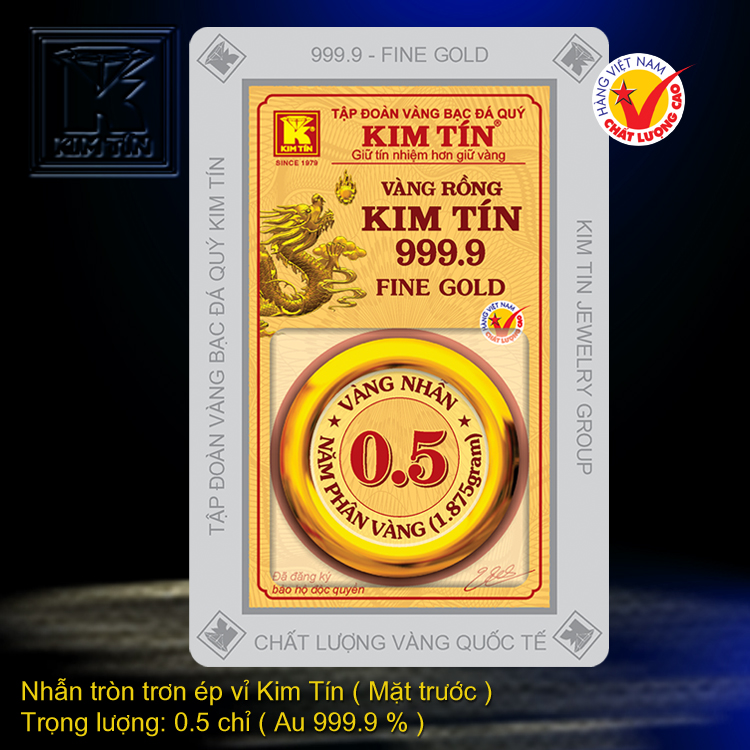 Nhẫn tròn trơn 24K ép vỉ mới  