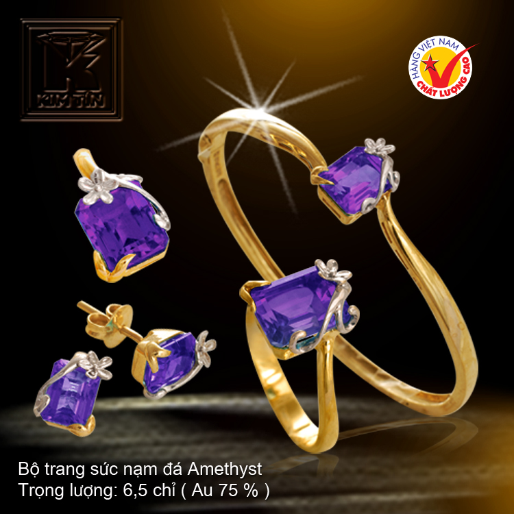 Bộ trang sức nạm đá Amethyst