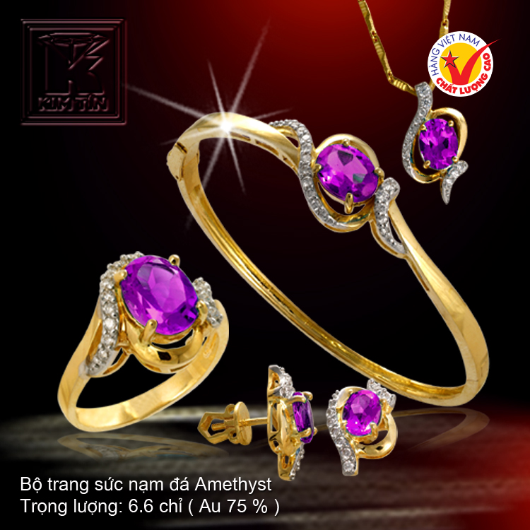 Bộ trang sức nạm đá Amethyst