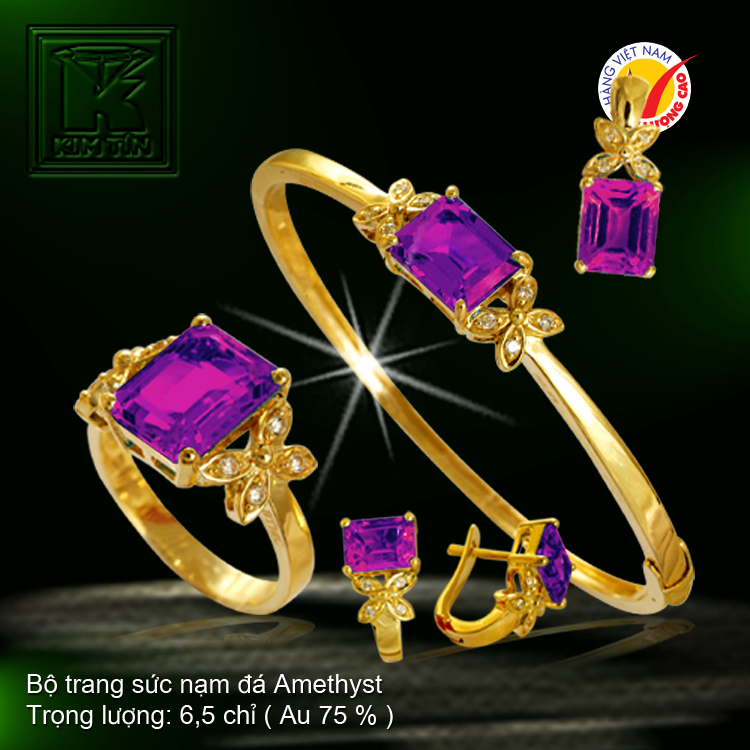 Bộ trang sức nạm đá Amethyst