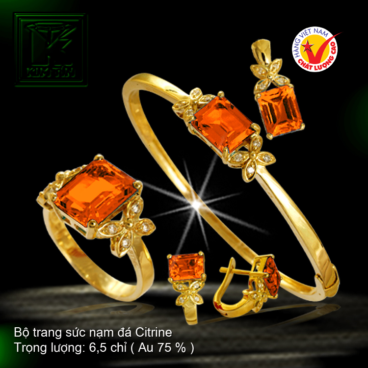 Bộ trang sức nạm đá Citrine