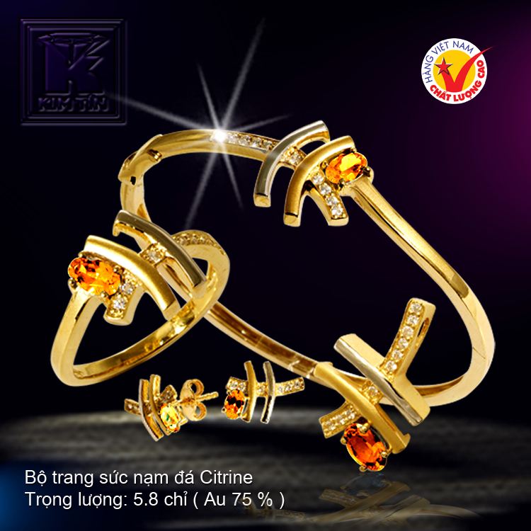 Bộ trang sức nạm đá Citrine