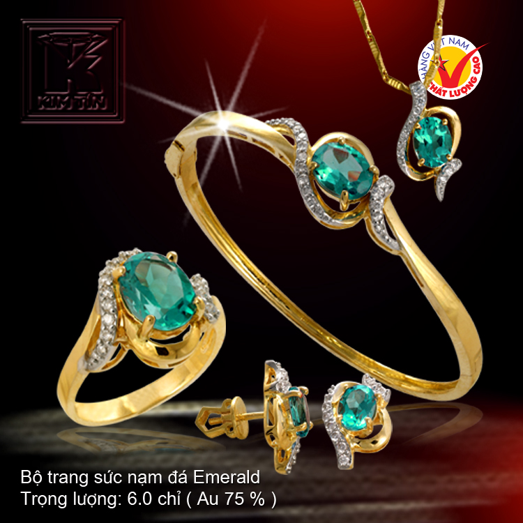 Bộ trang sức nạm đá Emerald