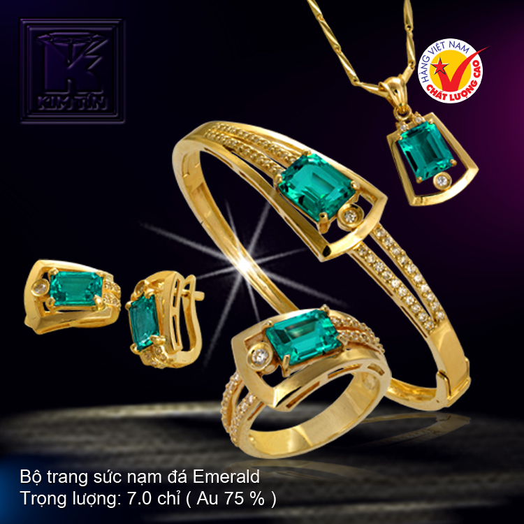 Bộ trang sức nạm đá Emerald