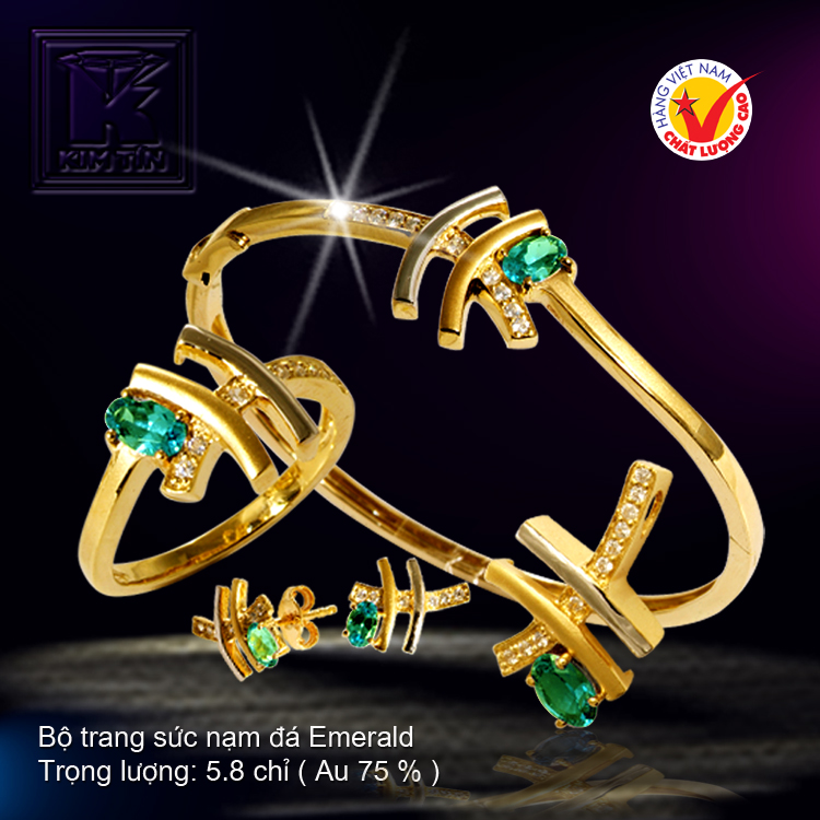 Bộ trang sức nạm đá Emerald