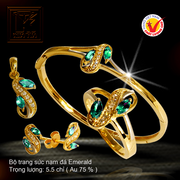 Bộ trang sức nạm đá Emerald