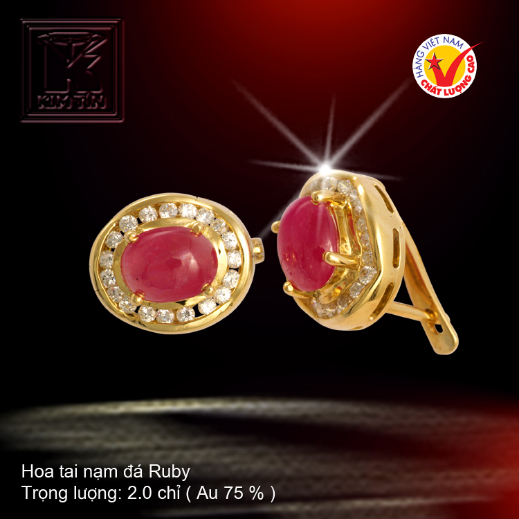 Hoa tai nạm đá Ruby