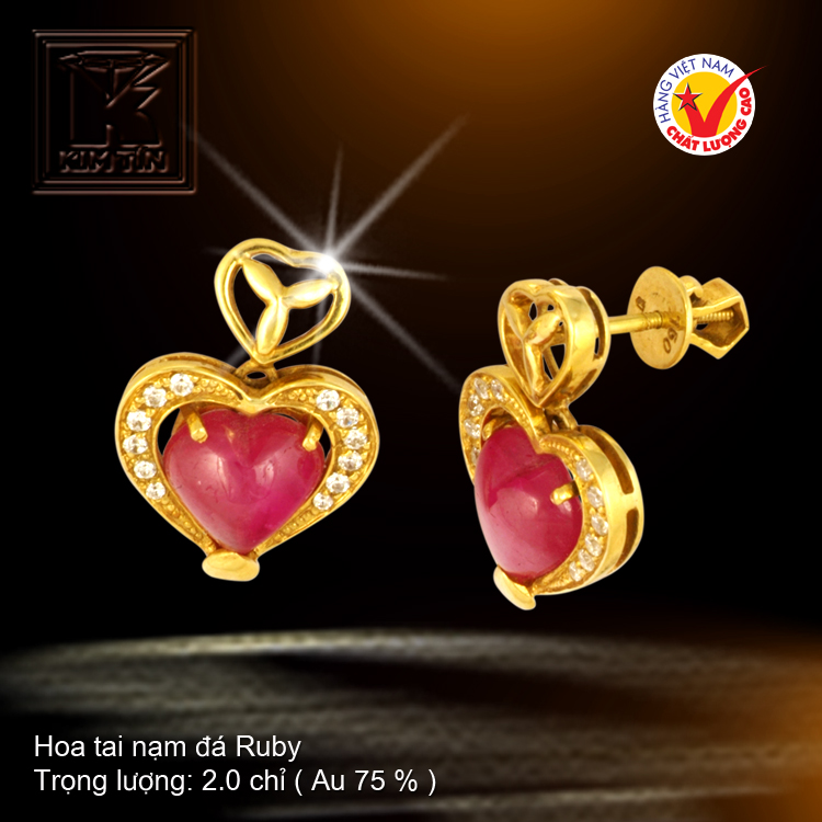 Hoa tai nạm đá Ruby