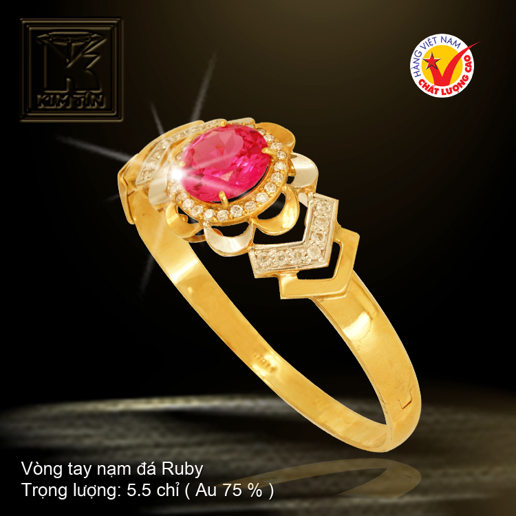 Vòng tay nạm đá Ruby