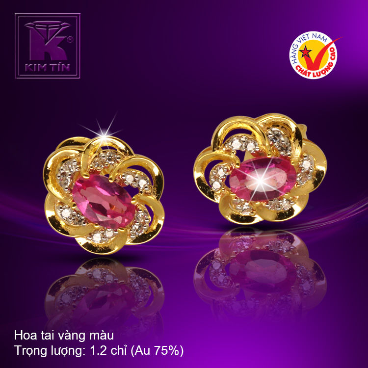 Hoa tai vàng 18K