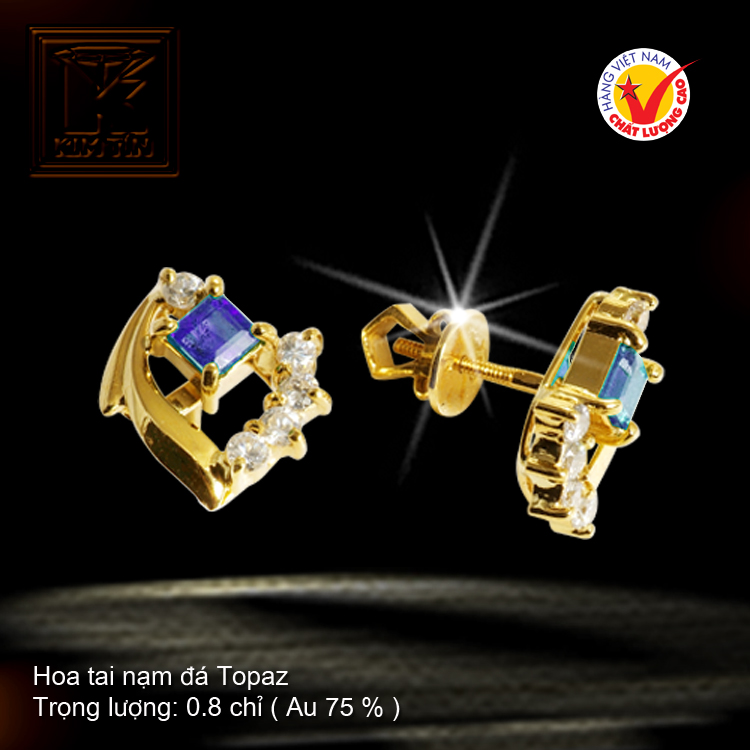 Hoa tai nạm đá Topaz