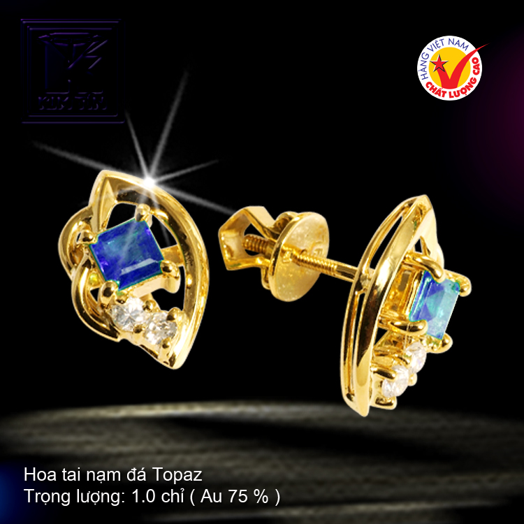 Hoa tai nạm đá Topaz