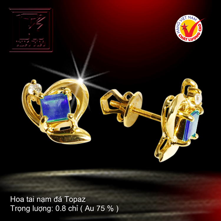 Hoa tai nạm đá Topaz