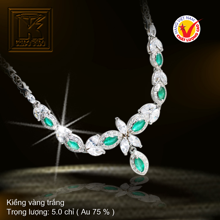 Kiềng cổ vàng trắng 18K