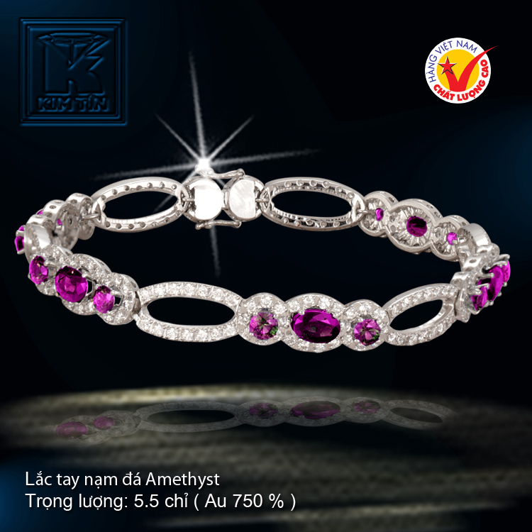 Lắc tay nạm đá Amethyst