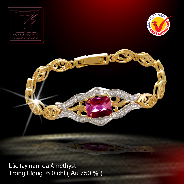 Lắc tay nạm đá Amethyst