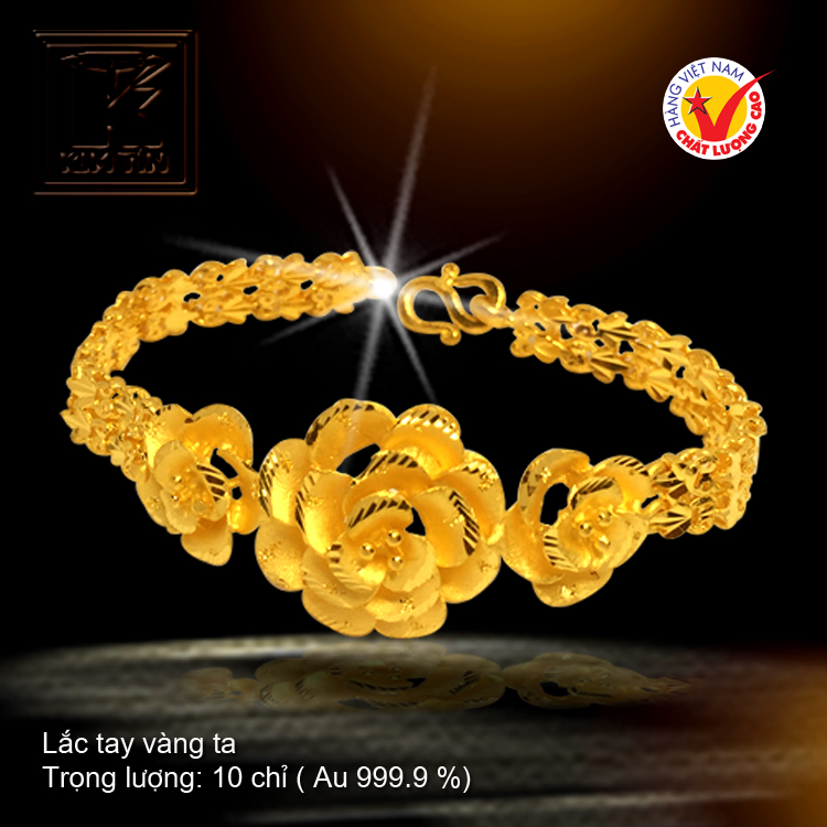 Lắc đúc hoa vàng 24 K