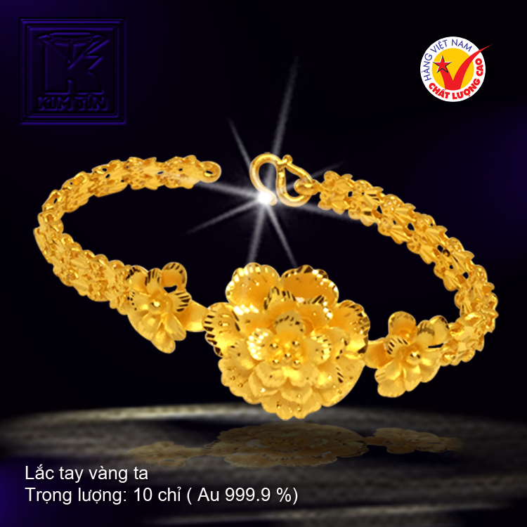 Lắc đúc hoa vàng 24 K