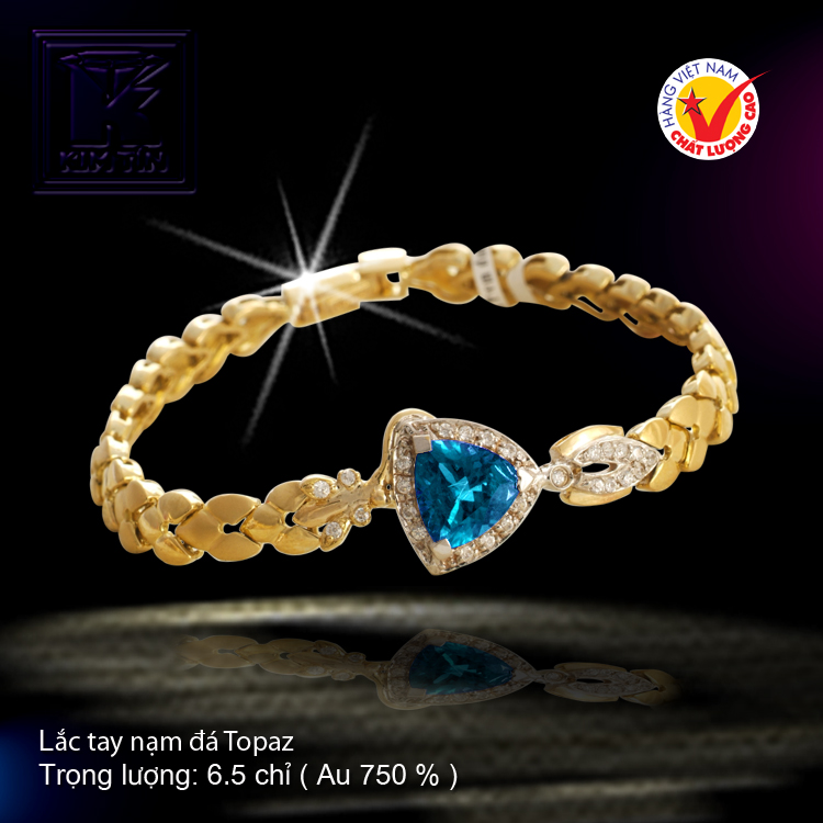 Lắc tay nạm đá Topaz vàng 18 K