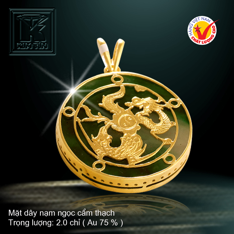 Mặt dây Ngọc cẩm thạch vàng 18K