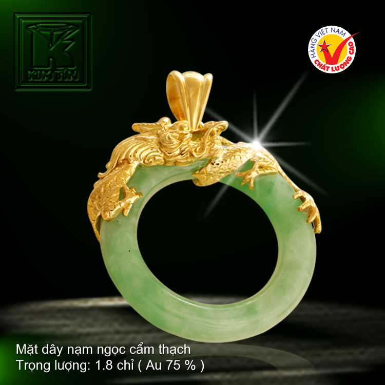 Mặt dây Ngọc cẩm thạch vàng 18K