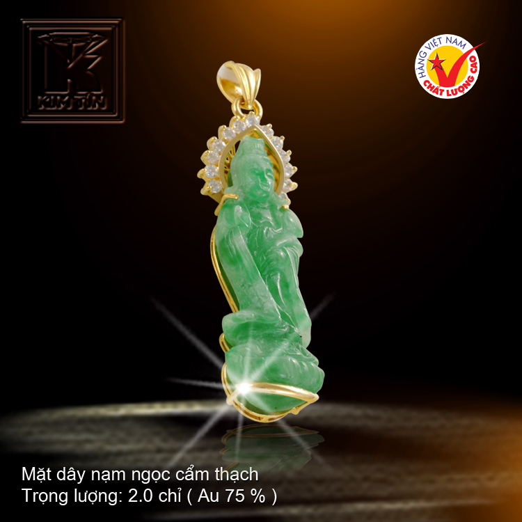 Mặt dây Ngọc cẩm thạch vàng 18K