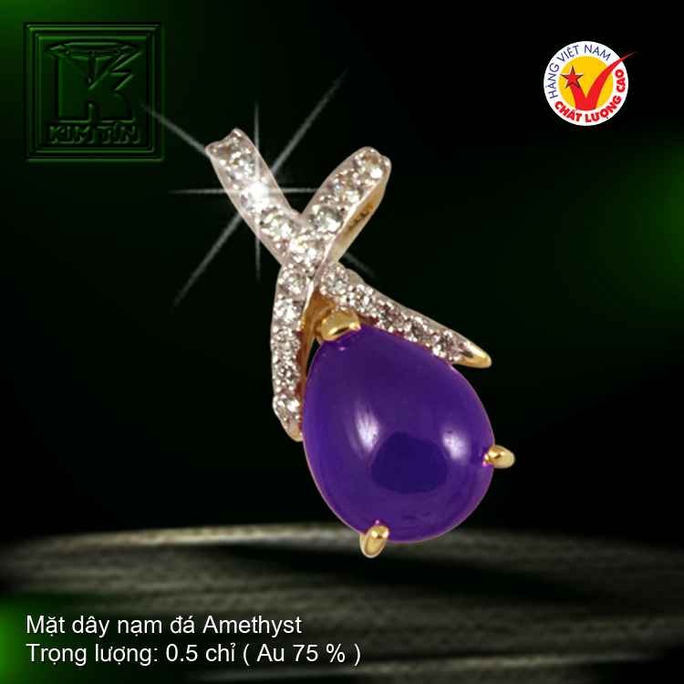 Mặt dây nạm đá Amethyst