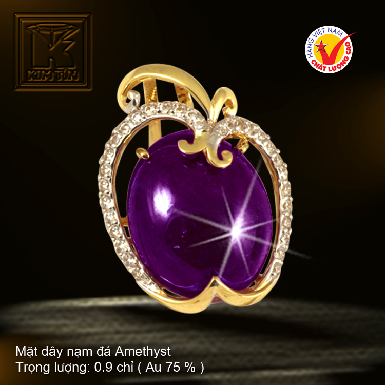 Mặt dây nạm đá Amethyst