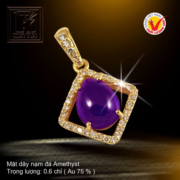 Mặt dây nạm đá Amethyst