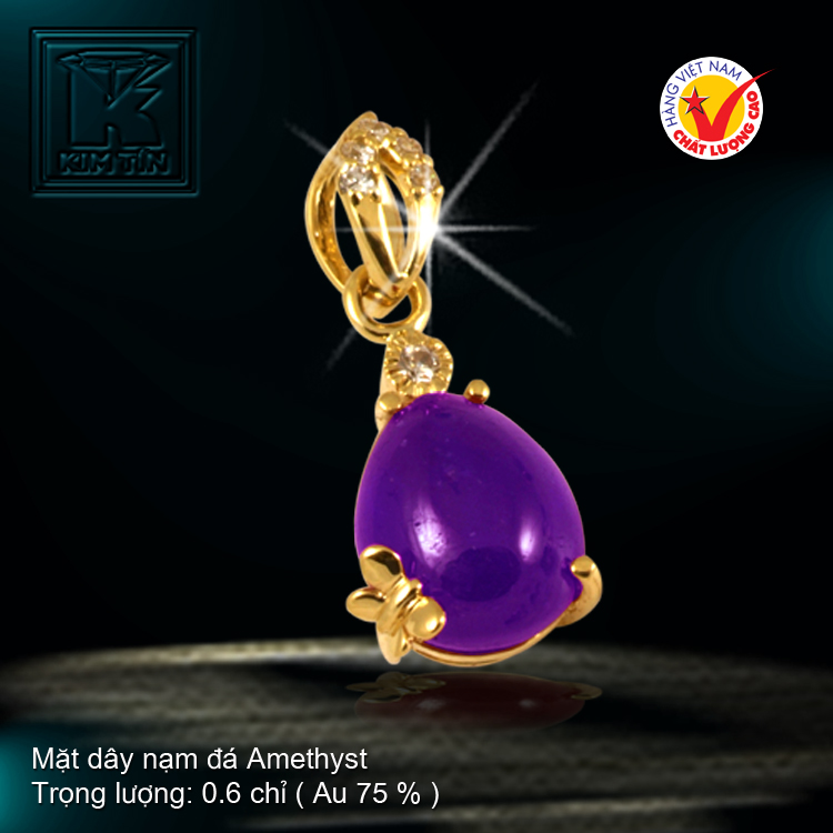 Mặt dây nạm đá Amethyst