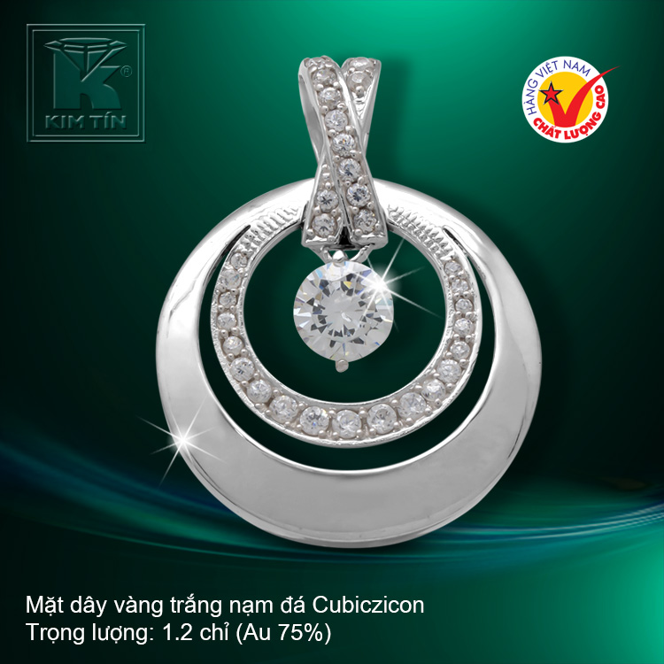 Mặt dây vàng trắng 18K